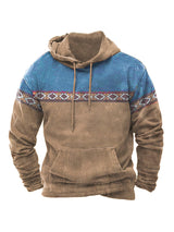 Men’s Bold Patterns Long Sleeve Drawstring Hood Kangaroo Pocket At Front Hooded Sweater Top