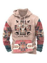 Men’s Bold Patterns Long Sleeve Drawstring Hood Kangaroo Pocket At Front Hooded Sweater Top