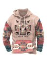 Men’s Bold Patterns Long Sleeve Drawstring Hood Kangaroo Pocket At Front Hooded Sweater Top