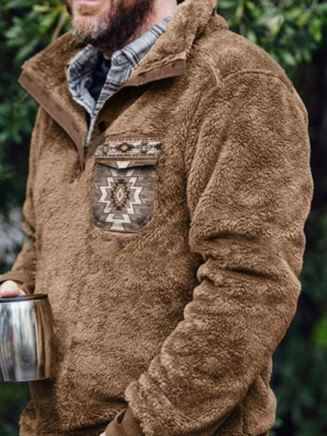 Men’s Faux Fur Quarter Zip Up Sweatshirt