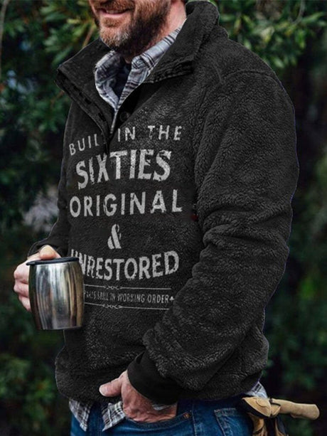 Men’s Faux Fur Quarter Zip Up Sweatshirt