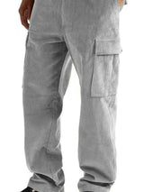 $27.01 Corduroy multi-pocket straight trousers men's sweeping pants men's casual loose trousers