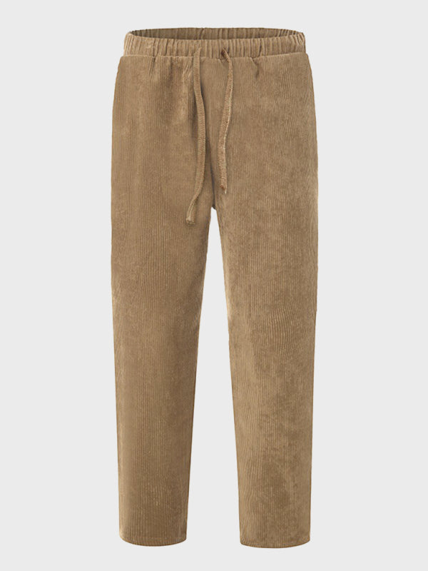 Men's Solid Color Crop Straight Leg Corduroy Pants