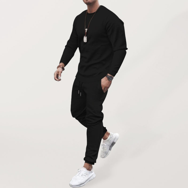 Men's Solid Color Sweatshirt And Sweatpant Two Piece Sets