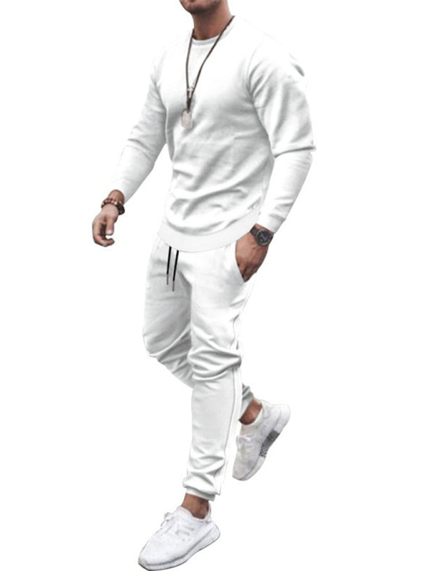 Men's Solid Color Sweatshirt And Sweatpant Two Piece Sets