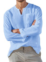 Men's Solid Color Linen Pullover Tunic Shirts