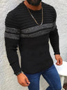 Textured Bicolor Striped Crewneck Sweater
