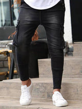 Men's Skinny Fit Cargo Snap Stretch Jeans
