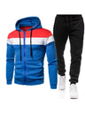 Men's Color-block Slim Fit Zip Hoodie And Slim Pants Set