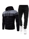 Men's Color-block Slim Fit Zip Hoodie And Slim Pants Set