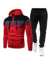 Men's Color-block Slim Fit Zip Hoodie And Slim Pants Set