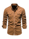 Men's corduroy slim-fit casual long-sleeve shirt