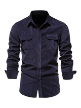 Men's corduroy slim-fit casual long-sleeve shirt