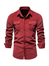 Men's corduroy slim-fit casual long-sleeve shirt