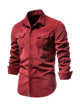 Men's corduroy slim-fit casual long-sleeve shirt
