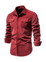 Men's corduroy slim-fit casual long-sleeve shirt