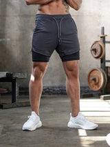 Men's athleisure fake two-piece shorts