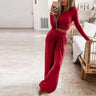 Women's Solid Color Knitted Casual Home Two-Piece Suit