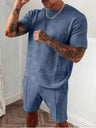 Men's Plaid  Print T-shirt & Shorts Set