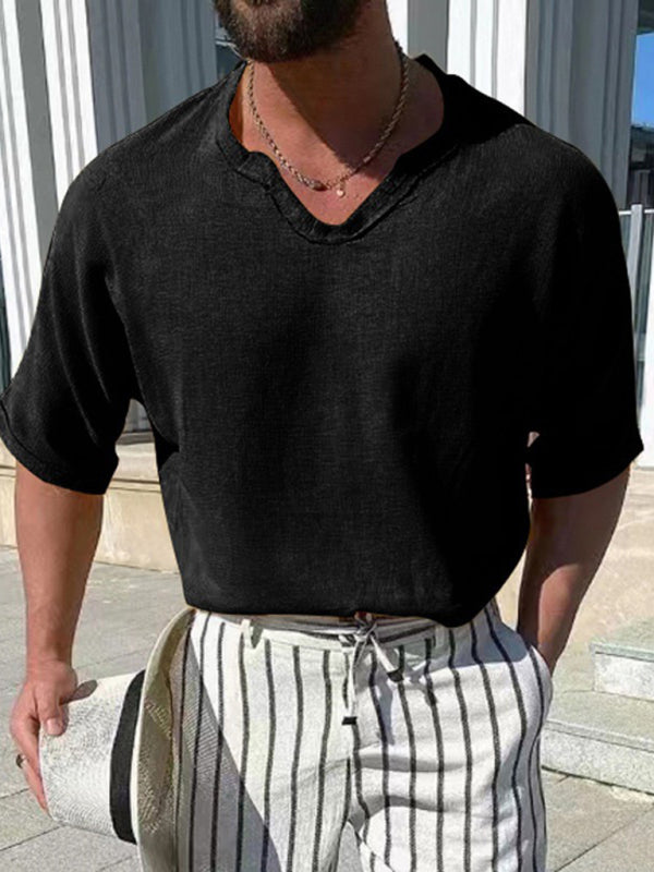 Men's Solid Color Element V-neck T-shirt