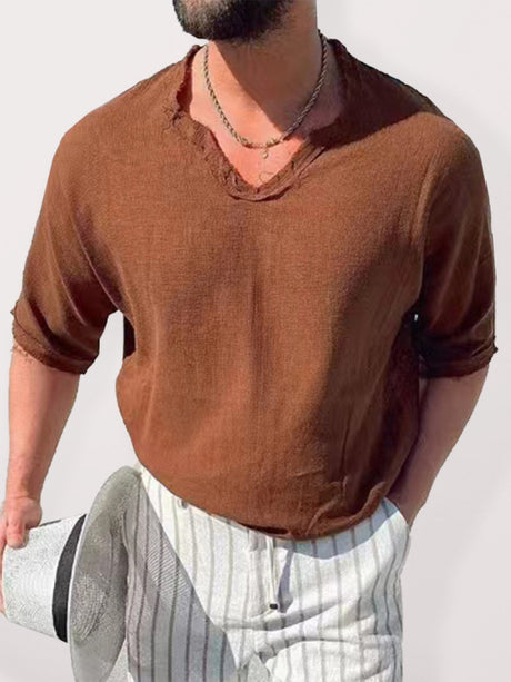 Men's Solid Color Element V-neck T-shirt