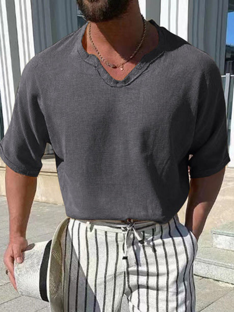 Men's Solid Color Element V-neck T-shirt
