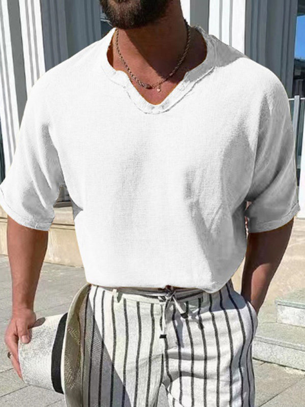 Men's Solid Color Element V-neck T-shirt