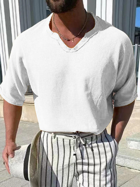 Men's Solid Color Element V-neck T-shirt