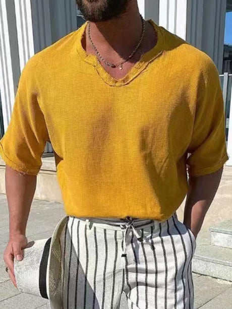 Men's Solid Color Element V-neck T-shirt