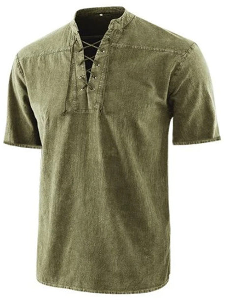 Men's Contrast Lacing Crewneck T-shirt