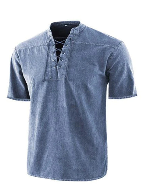 Men's Contrast Lacing Crewneck T-shirt