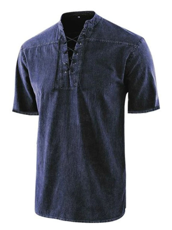 Men's Contrast Lacing Crewneck T-shirt