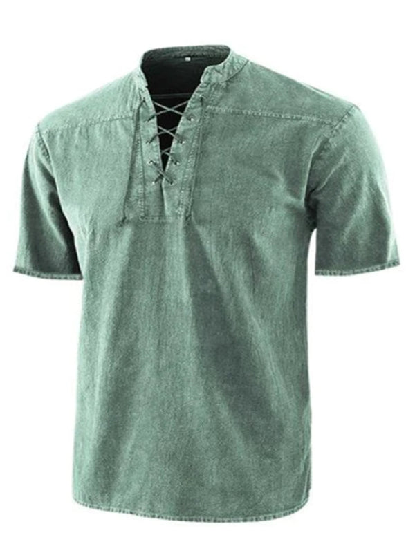 Men's Contrast Lacing Crewneck T-shirt