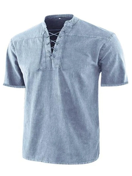 Men's Contrast Lacing Crewneck T-shirt