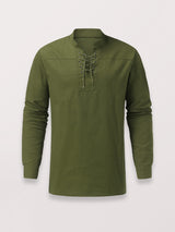 Men's Solid Color Long Sleeve Lace-up Rib Sweater