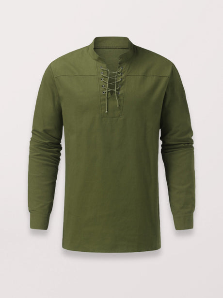 Men's Solid Color Long Sleeve Lace-up Rib Sweater