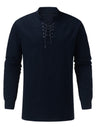 Men's Solid Color Long Sleeve Lace-up Rib Sweater