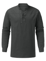 Men's Solid Color Long Sleeve Lace-up Rib Sweater