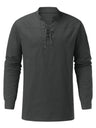 Men's Solid Color Long Sleeve Lace-up Rib Sweater