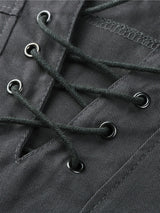 Men's Solid Color Long Sleeve Lace-up Rib Sweater