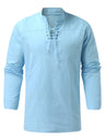 Men's Solid Color Long Sleeve Lace-up Rib Sweater