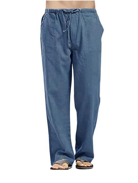 Men's Solid Color Linen Blend Drawstring Pants