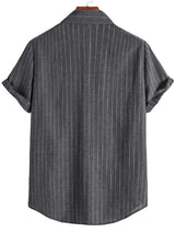 Men's Fashion Trend Casual Striped Short Sleeve Shirt