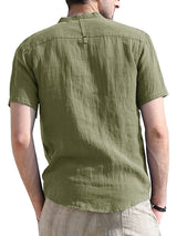 Men's Solid Color Linen Short Sleeve Summer Shirt