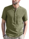 Men's Solid Color Linen Short Sleeve Summer Shirt