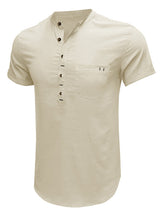 Men's Solid Color Linen Short Sleeve Summer Shirt