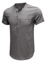 Men's Solid Color Linen Short Sleeve Summer Shirt