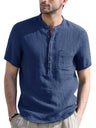Men's Solid Color Linen Short Sleeve Summer Shirt