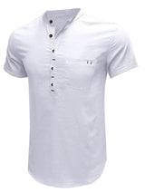 Men's Solid Color Linen Short Sleeve Summer Shirt