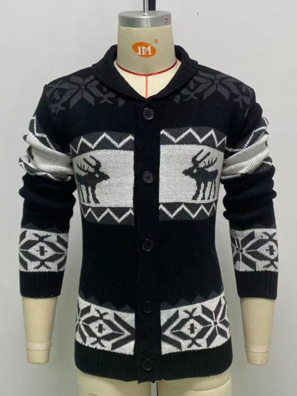 Men's Christmas jacquard sweater button cardigan sweater